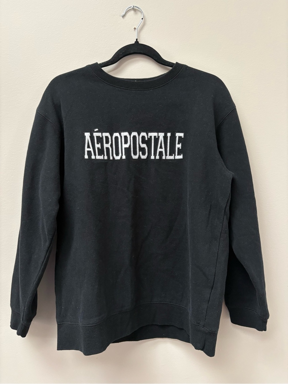 Aeropostale Black Crewneck Sweater with White Logo